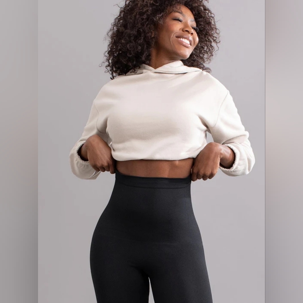 Empetua High Waisted Shaping Leggings XL Black Seamless Tummy Control NWT